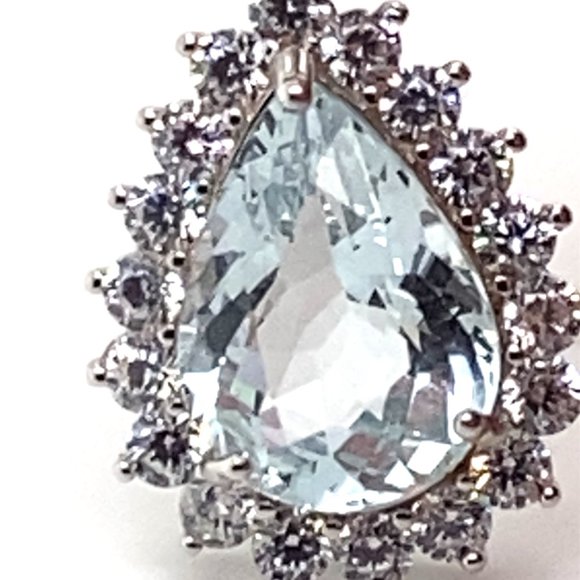 Aquamarine 2.30ct White Gold Solid Silver Pendant - Picture 3 of 8